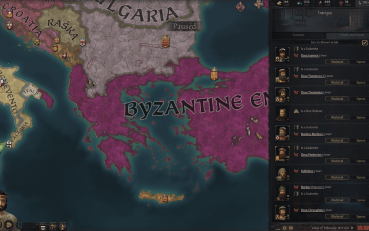 Гравець в Crusader Kings III зробив шантаж ЛГБТ-персонажів з Візантії центром економіки