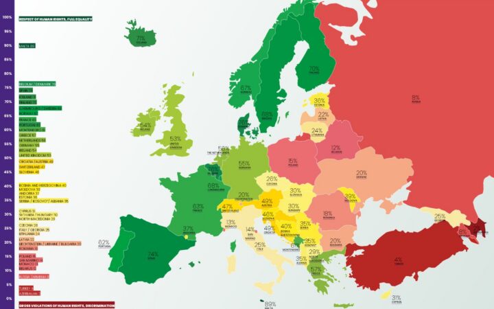 ІЛГА-Європа опублікувала свій щорічний Райдужний індекс і Райдужну мапу