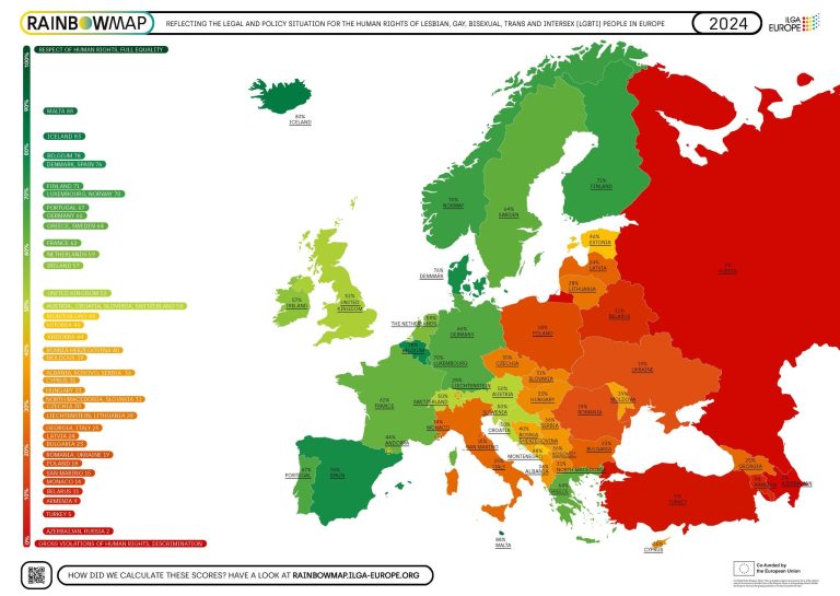 Щорічний Райдужний індекс і Райдужна мапа від ILGA-Europe