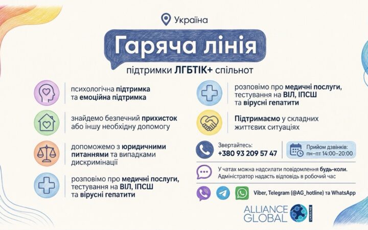 Національна гаряча лінія ГО «АЛЬЯНС.ГЛОБАЛ» продовжує підтримувати ЛГБТІК+ людей по всій Україні